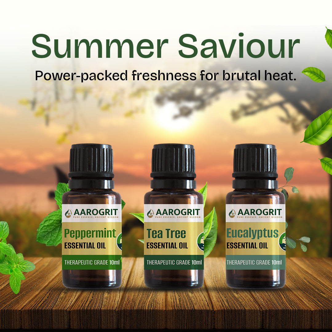 Summer Savior – Peppermint, Tea Tree & Eucalyptus Essential Oil Combo for Cooling & Odor Control