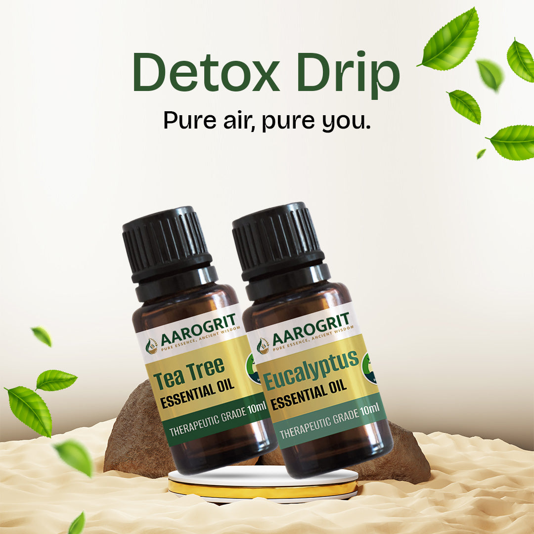 Detox Drip – Tea Tree & Eucalyptus Essential Oil Combo for Sinus Relief & Air Purification